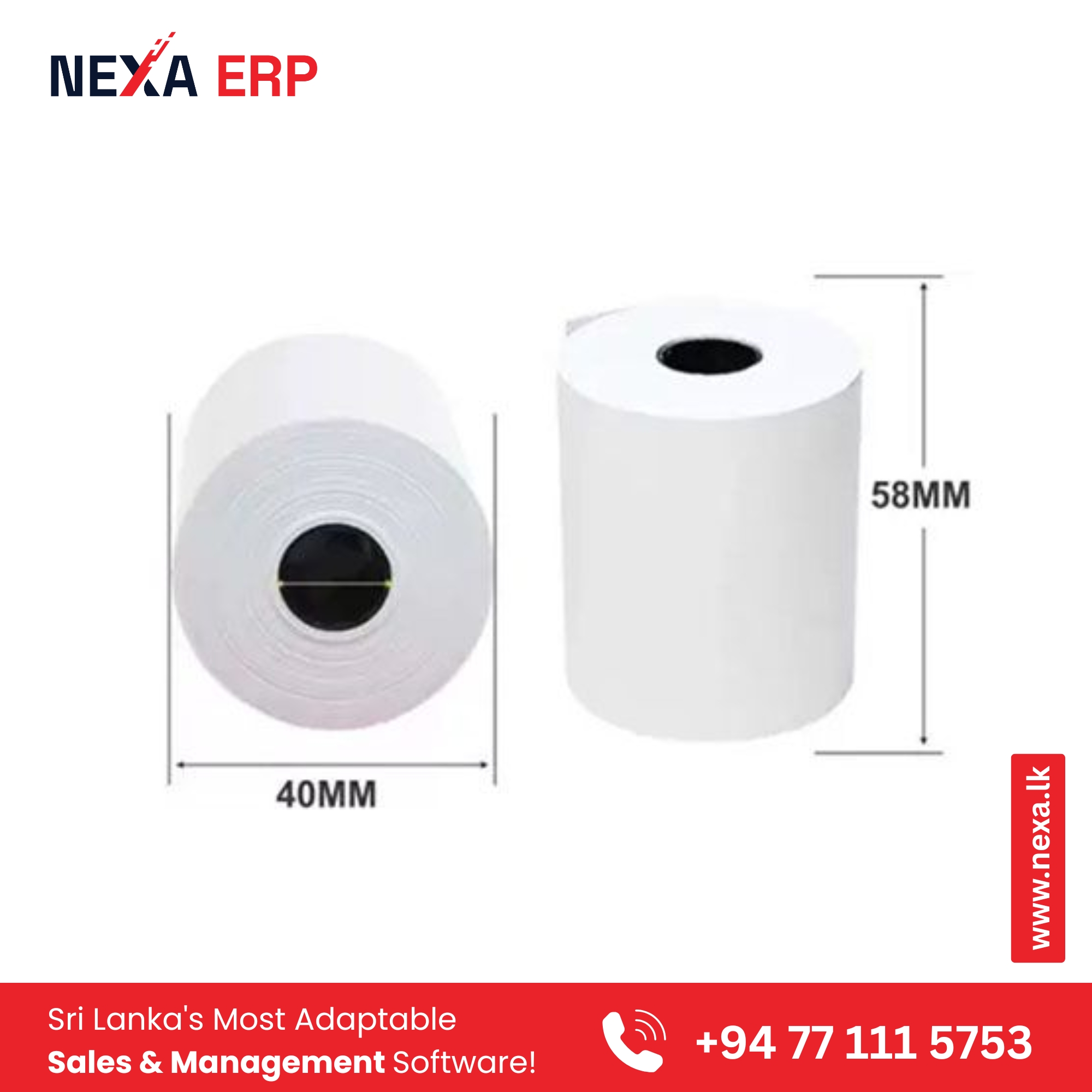 58mm POS Thermal Paper Roll - 56x45mm Premium 2-Inch Paper for Receipt Printers