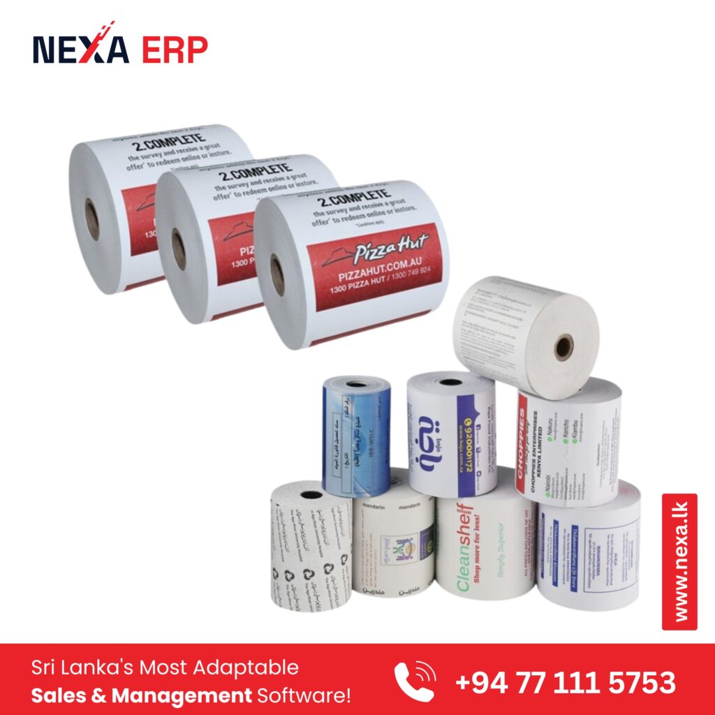 Custom Printed Thermal Paper Rolls Sri Lanka - POS Paper Rolls with Logo & Multi-Size Options