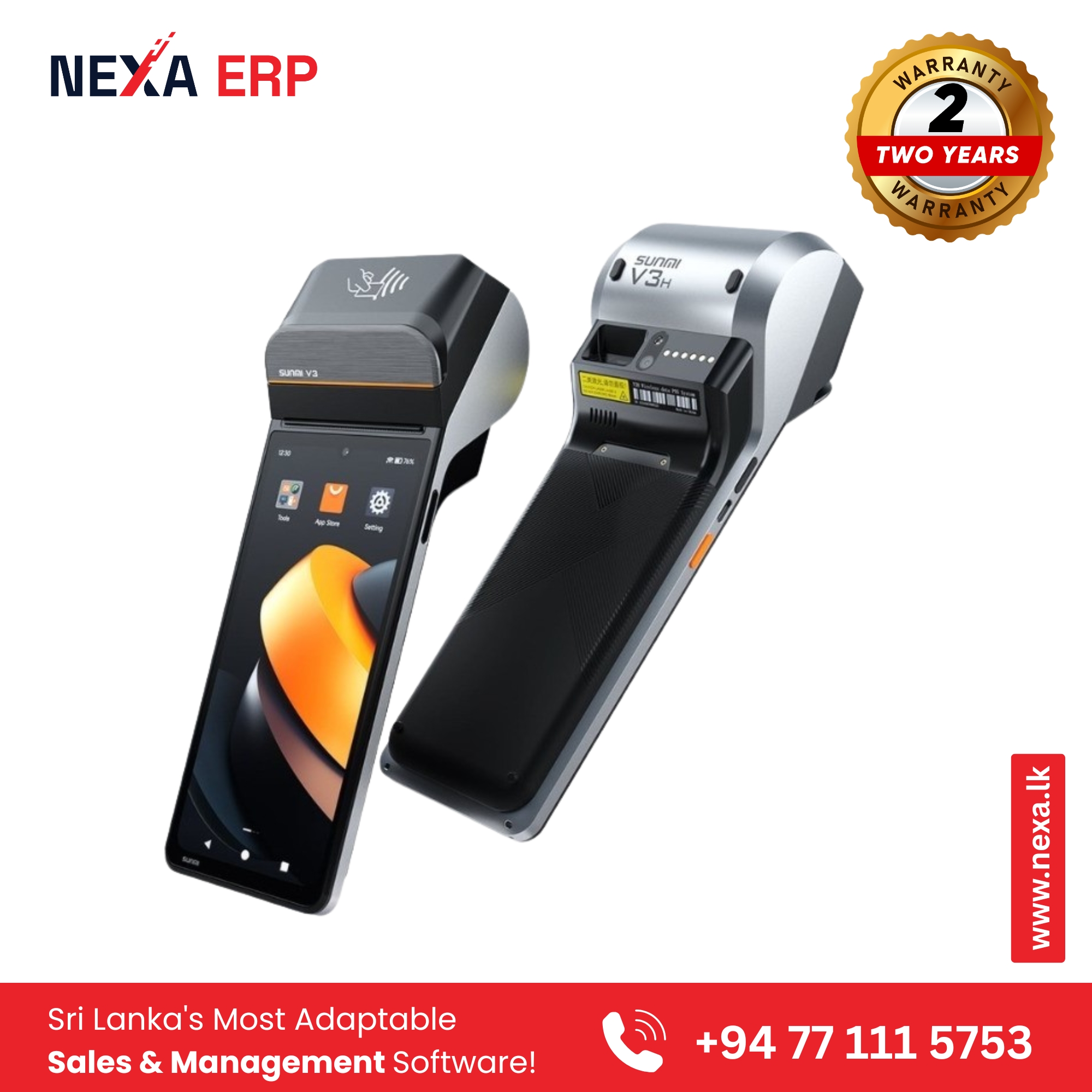 SUNMI V3 Mobile POS Terminal - Android Smart POS with Inbuilt Printer and 2D Scanner